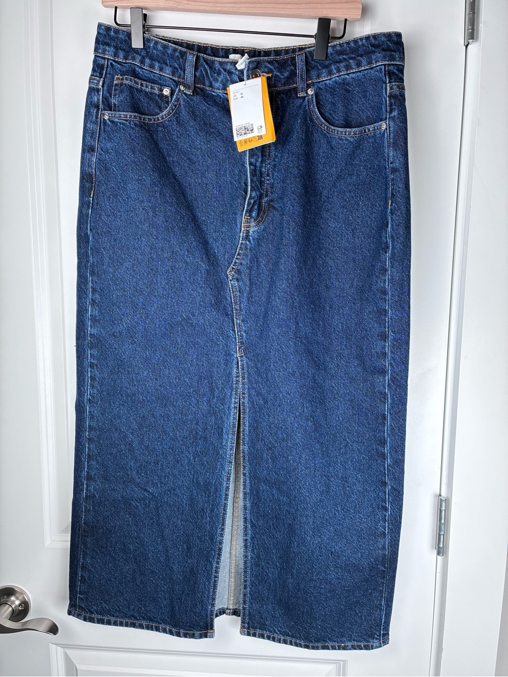 NWT H&M Denim Midi Dark Wash Jean Skirt Size 12